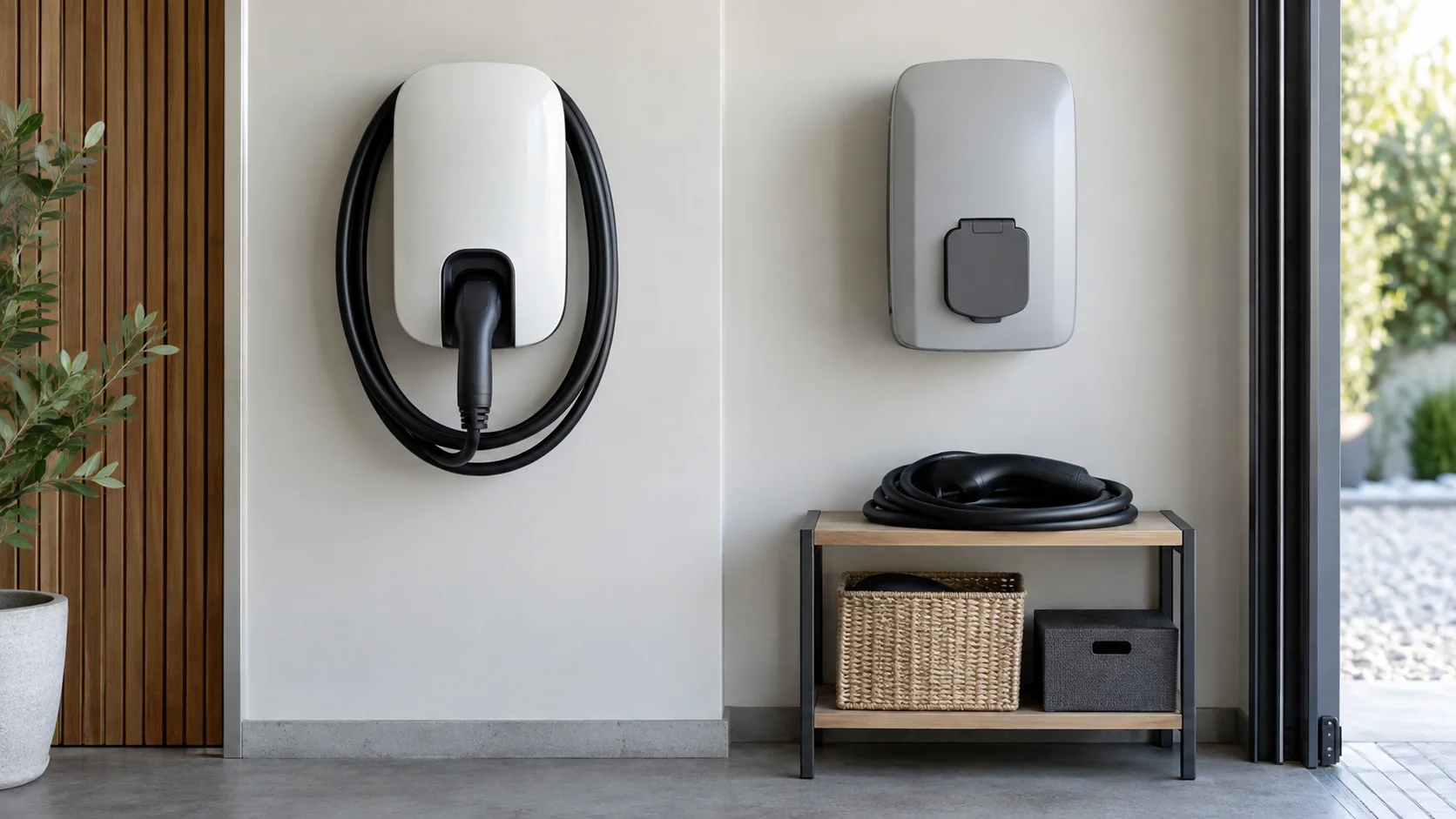 Deux configurations de bornes, avec câble attaché ou câble amovible.