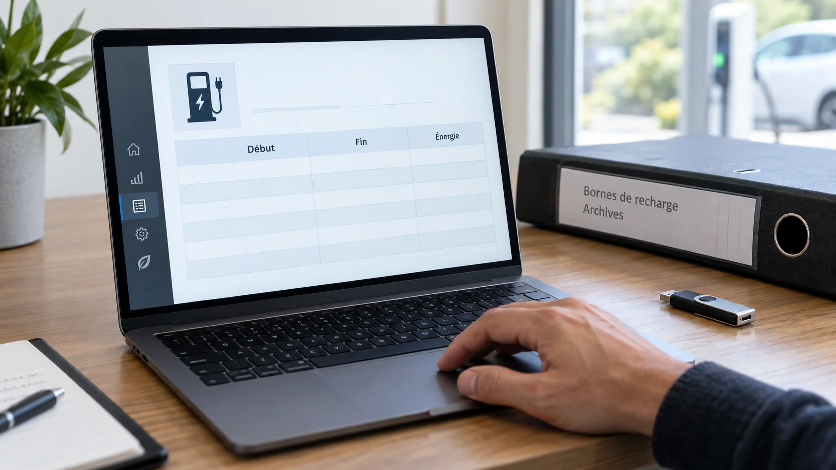 Préparation d’un export de l’historique de recharge.