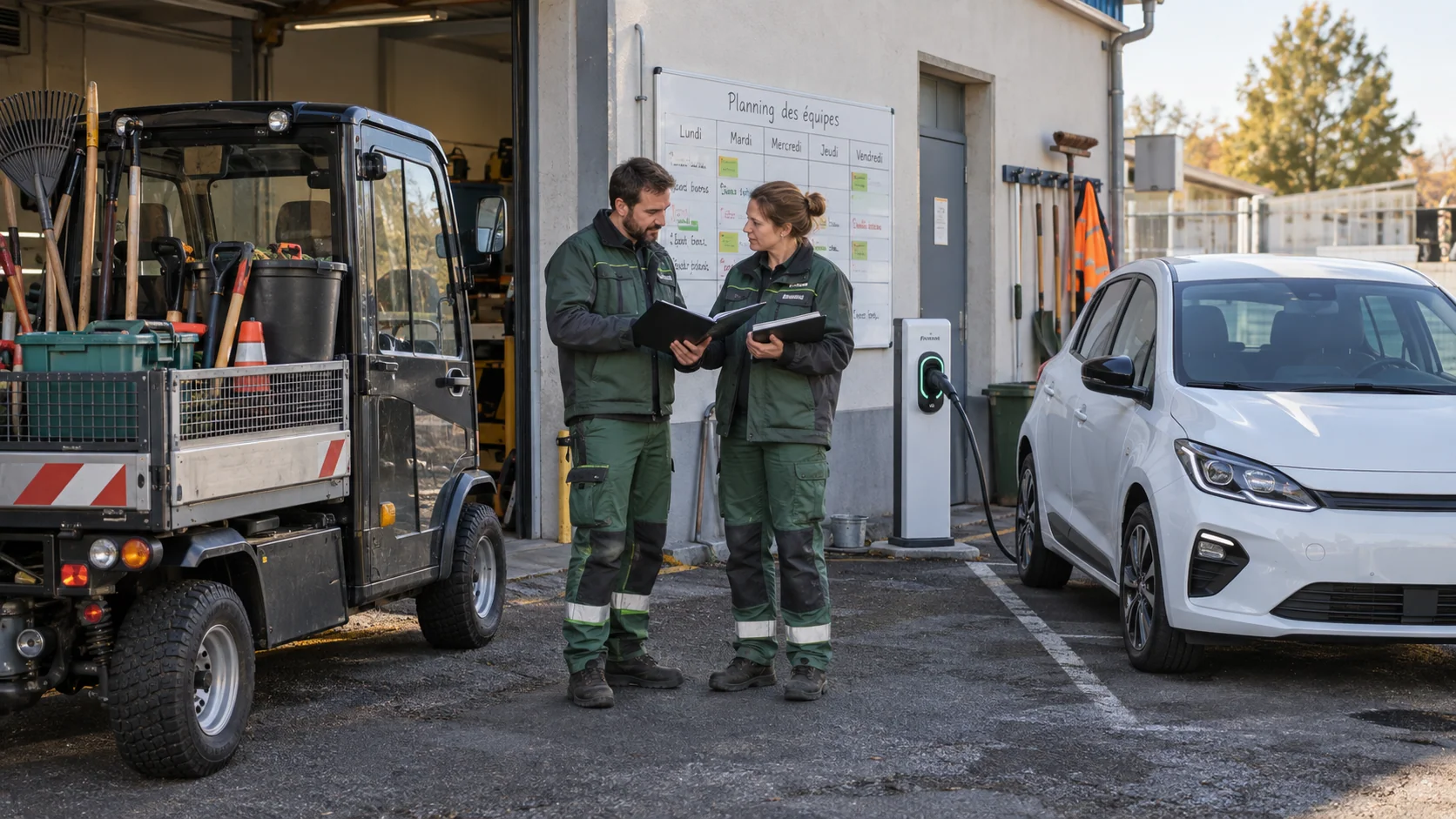 Préparation d’un pilote électrique pour des véhicules de service municipaux.